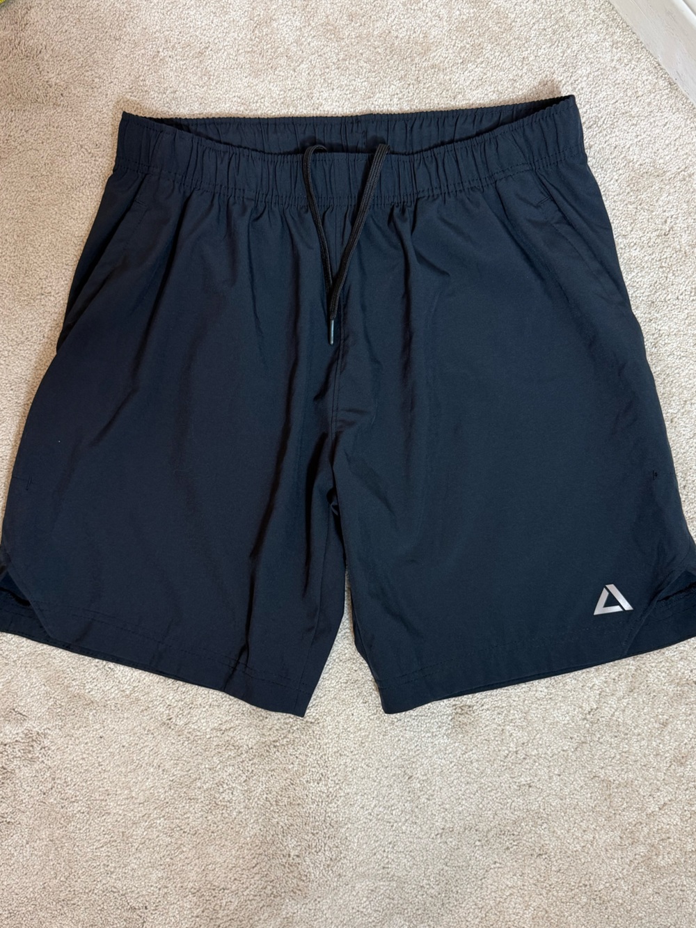 Tec-One Men's Active Shorts with Reflective Triangle Logo - Black